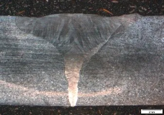 Single Pass Laser Hybrid weld cross-section