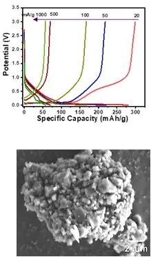 SEM Image and Specific Capacity Performance